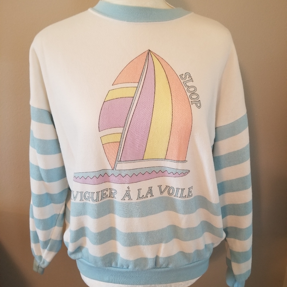 Vintage Sloop Nicole Curie 80s Pull Over Medium